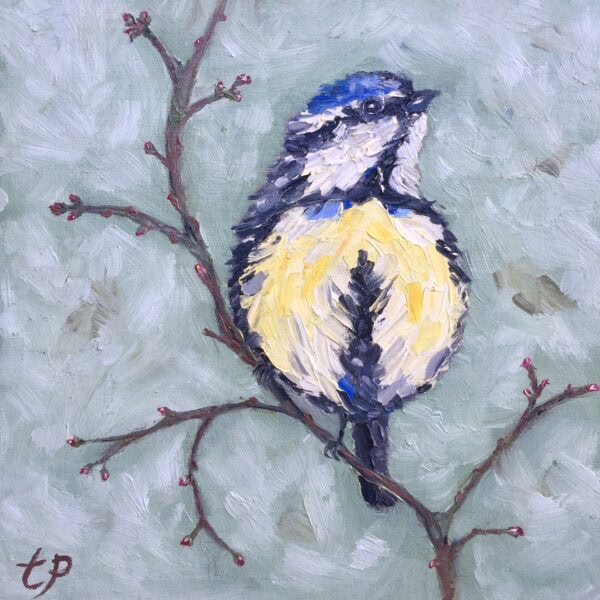 Blue Tit Textured Oil Painting