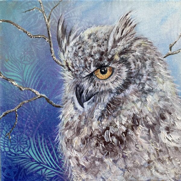 Fluffy Owl Painting by Tandy Pengelly