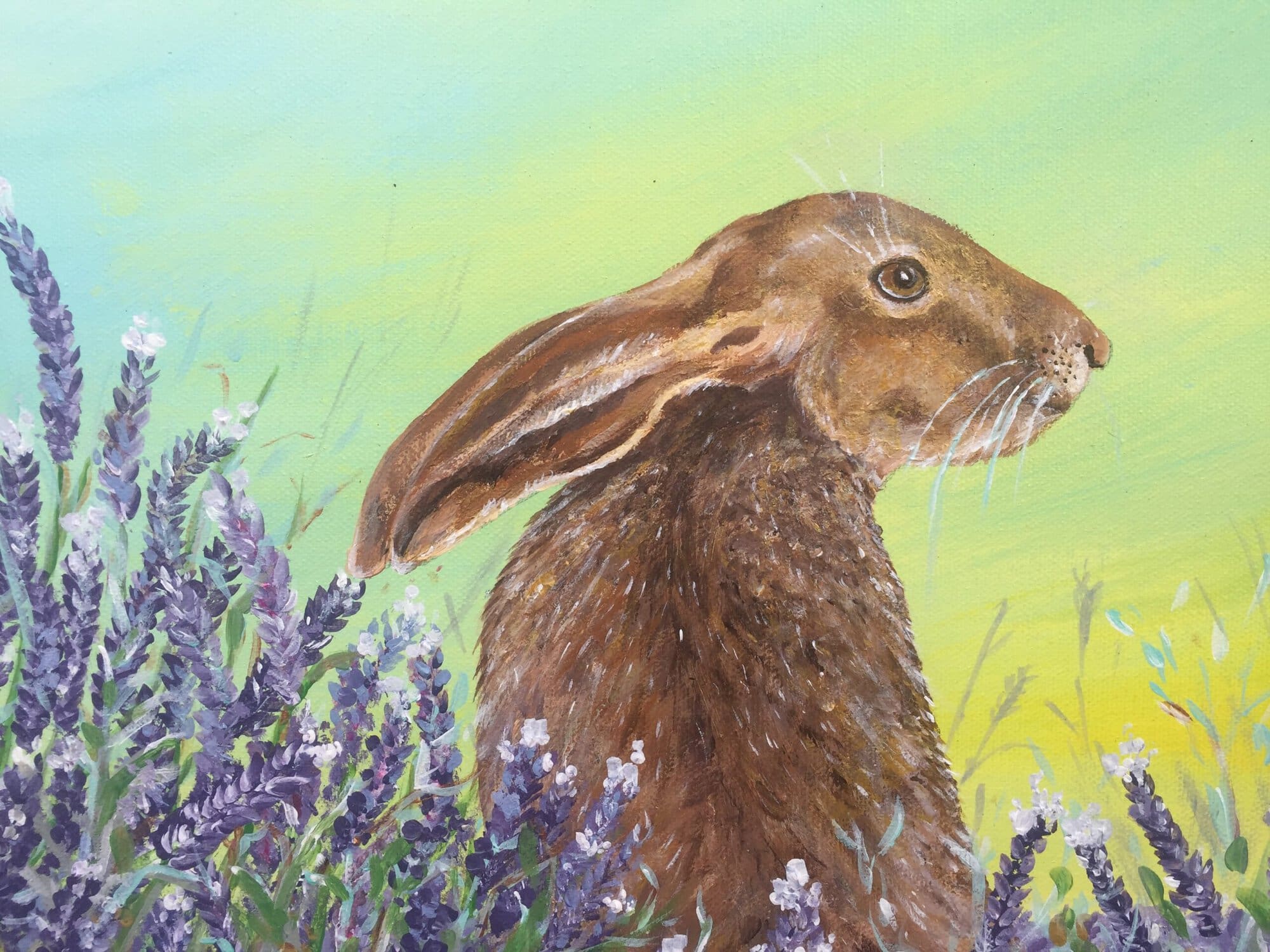 Hare and Lavender acrylic painting by Tandy Pengelly