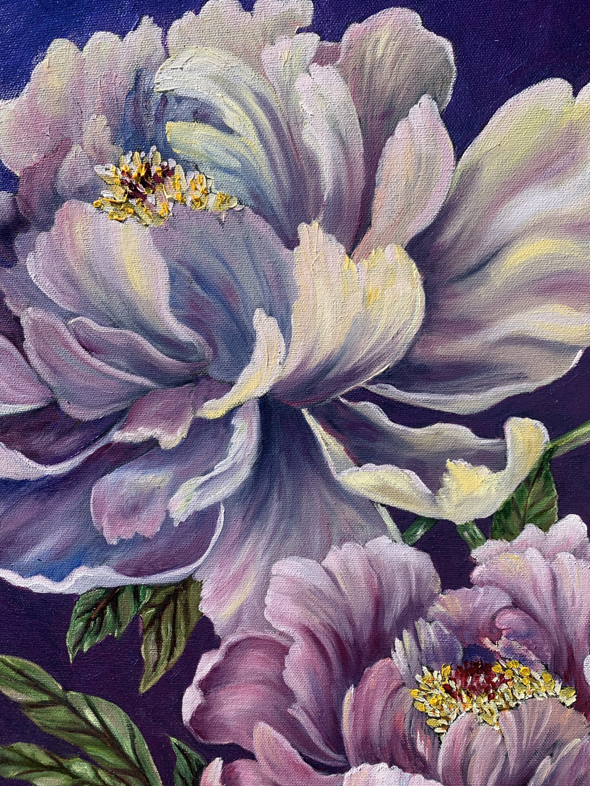 Vibrant Contemporary Peony Painting by Tandy Pengelly