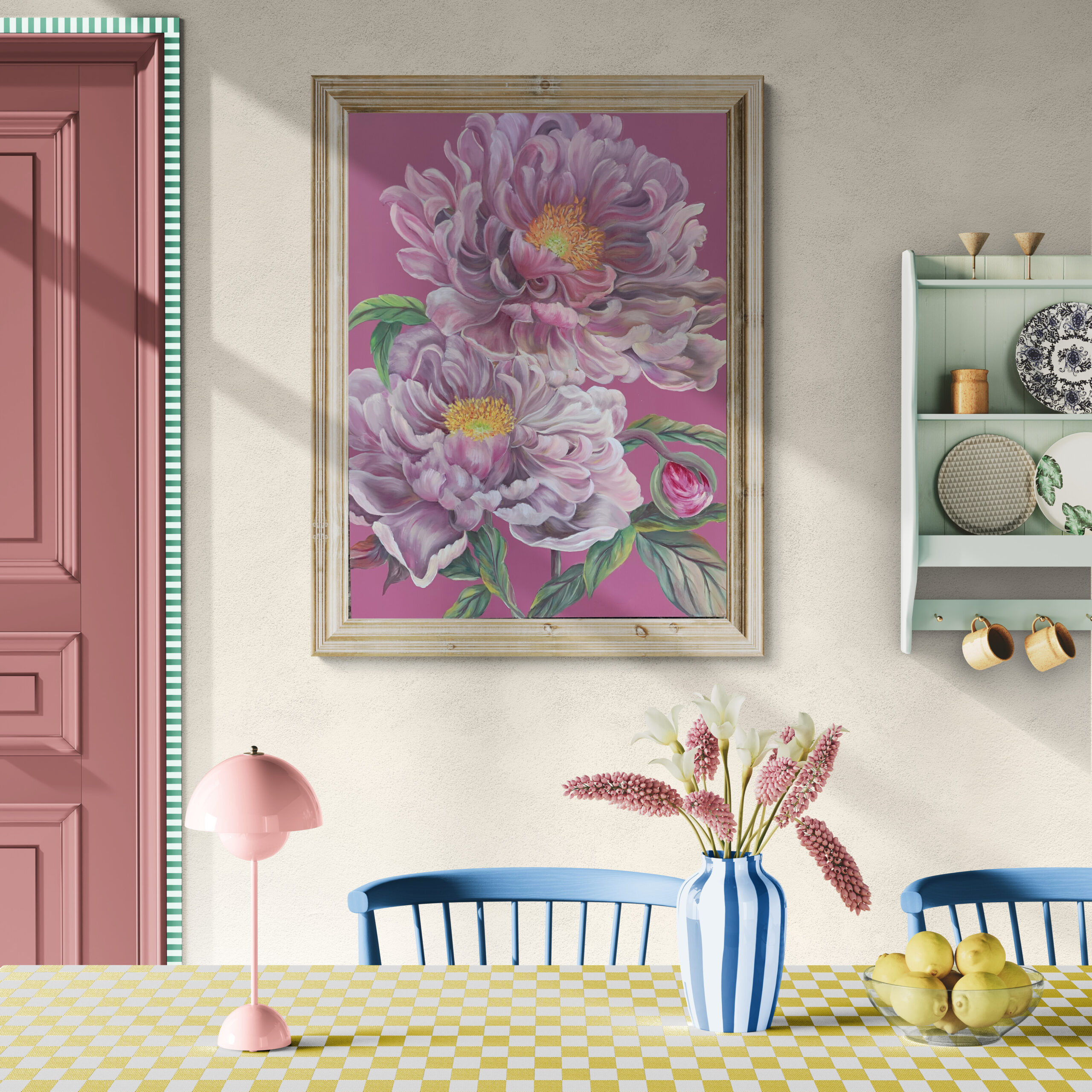 Pink Peony Painting by Tandy Pengelly