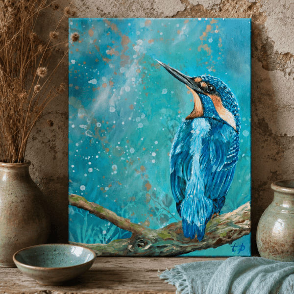 Original Kingfisher Painting by Nature Artist Tandy pengelly