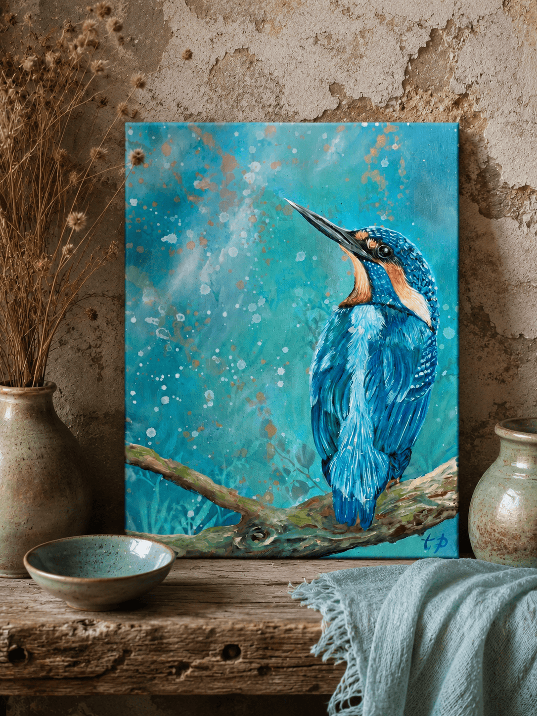 Original Kingfisher Painting by Nature Artist Tandy pengelly