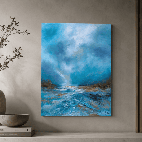 Expressionist palette knife seascape by Tandy Pengelly