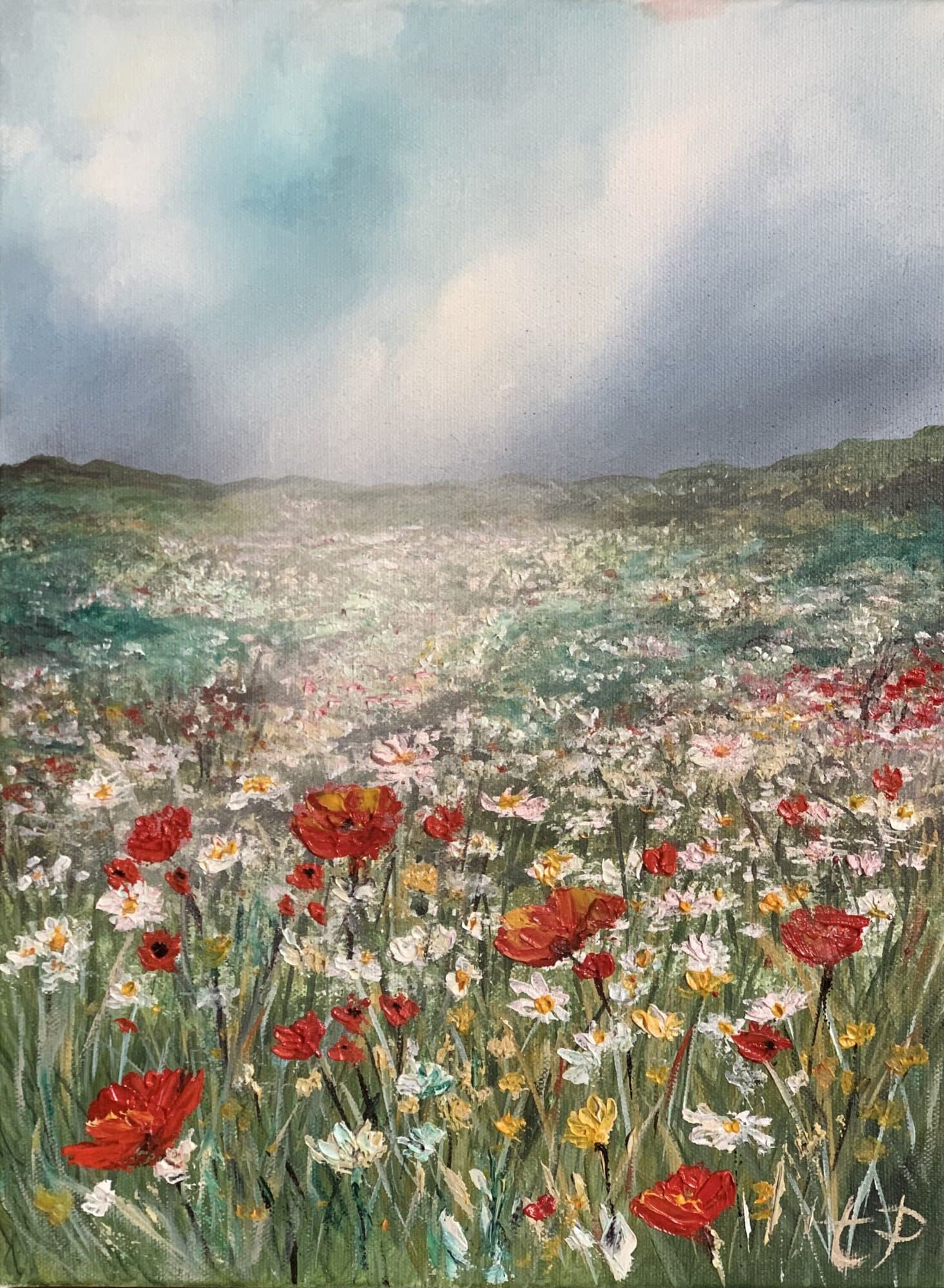 Original wildflower meadow painting by Tandy Pengelly
