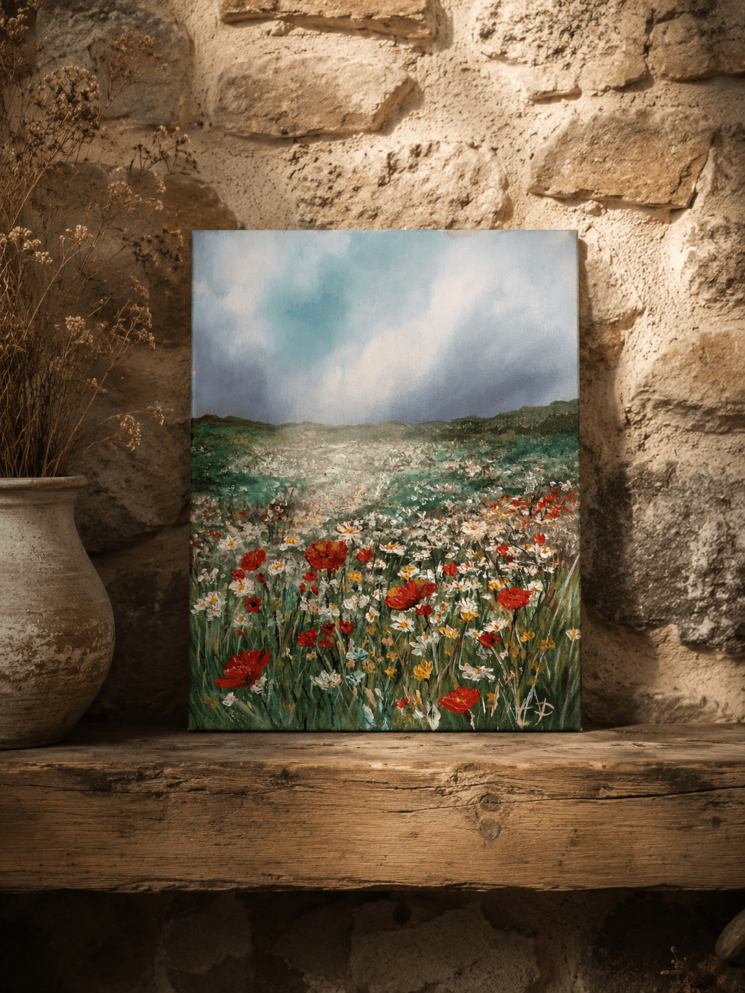 Original wildflower meadow painting by Tandy Pengelly