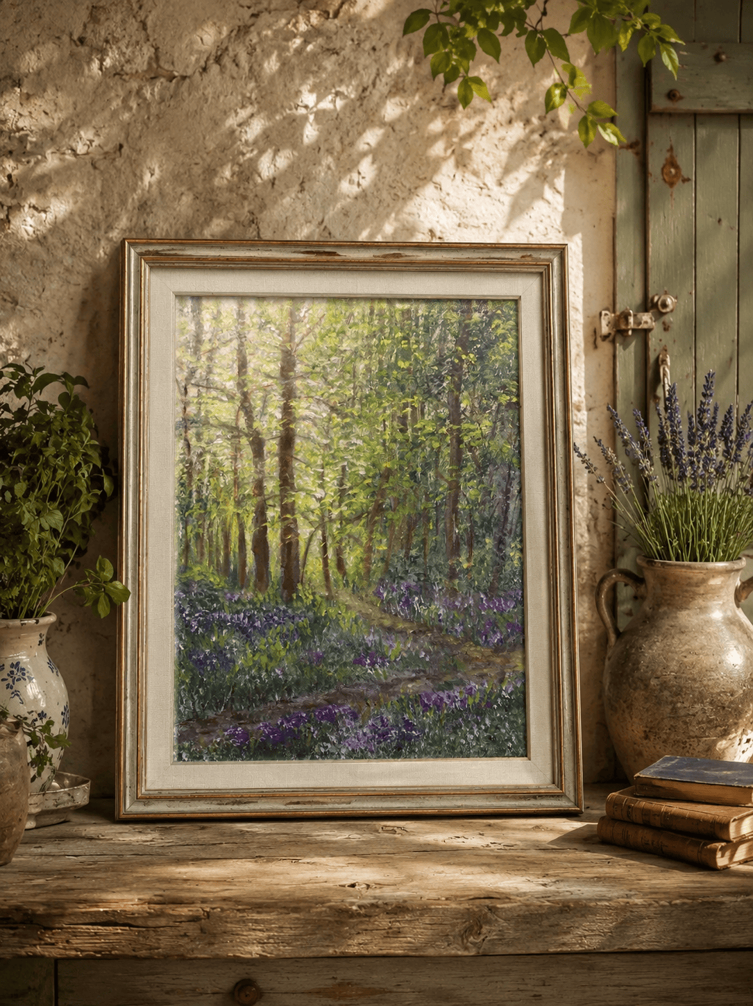 Spring flowers woodland mixed media painting as part of the 100 Days, 100 Paintings 100 Euros Challenge by Tandy Pengelly